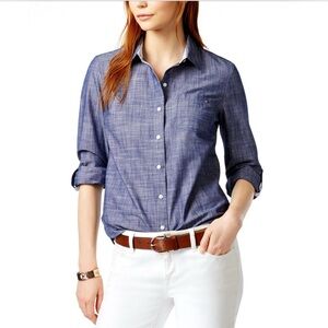 Tommy Hilfiger Women Blue chambray Shirt
